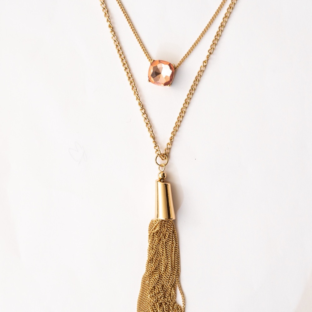 Longer length pendant necklace layered look Melissa Gorga